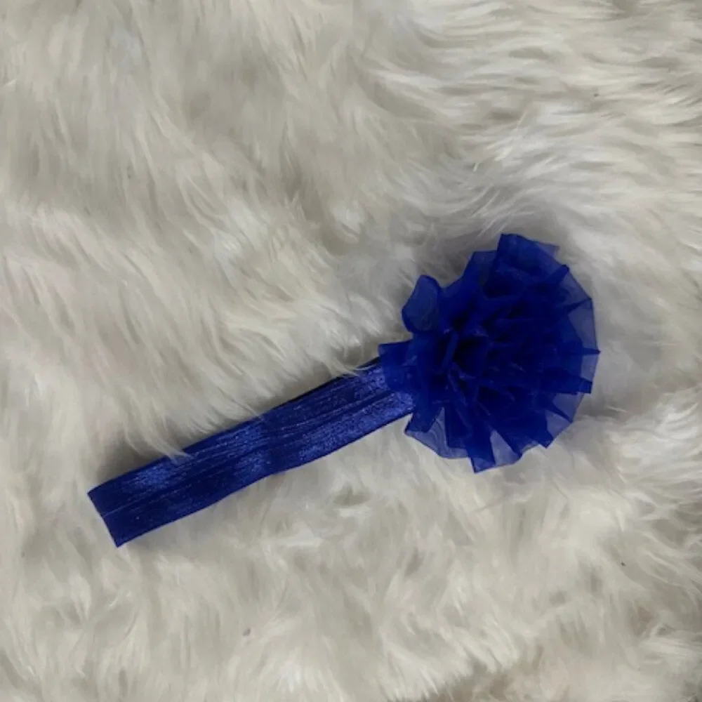 Royal Blue Organza Flower on FOE Headband  7568  Handmade NWT Boutique